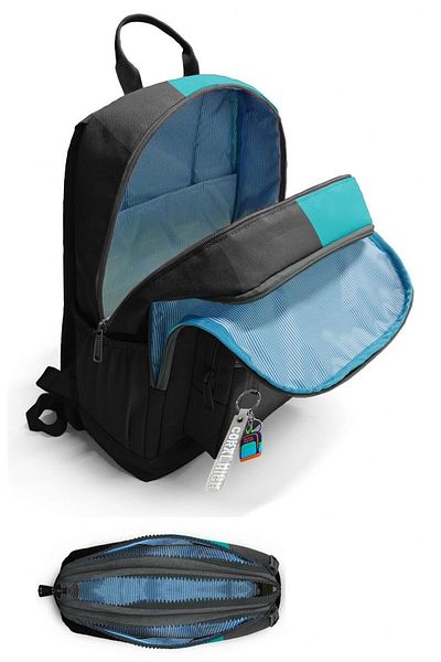 Coral High Set rucsac și stilou pentru băieți - dungi turcoaz negru - școala primară