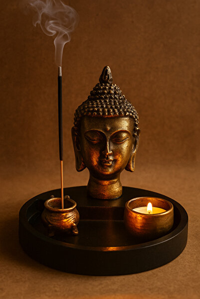 Lina Art hediyelik Hediyelik Buda Mumluk Set , Luxury Ev Ofis Hediyesi , Mist...