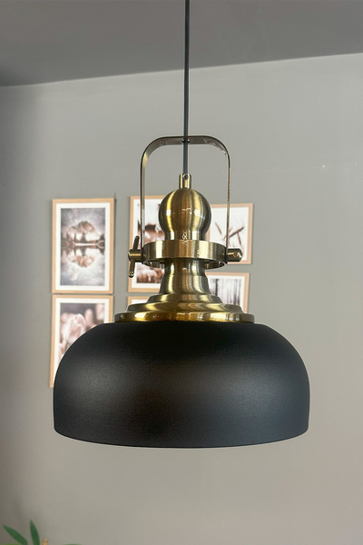 Bamyum Siyah Rocha Metal Avize Eskitme Başlık Salon Masaüstü Mutfak Tekli Avize Lamba Aydınlatma