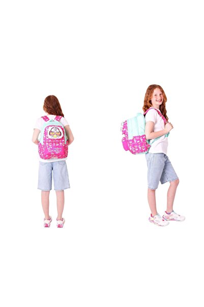 KAUKKO Toys Girl Red Green 3D Flamingo Shaped Primary School Bag and Pen Holder Set (L5235+L8235)