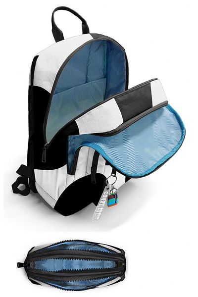Coral High Set rucsac și stilou pentru băiat - dungi colorate alb-negru - școala primară
