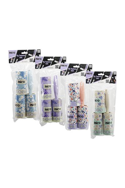 Mena Rise Şirinshop 3Pcs Set Straight Handle Adhesive Practical Feather Collector Roller Tape1Ad.Handle=60 Leaves+2Ad.Yed