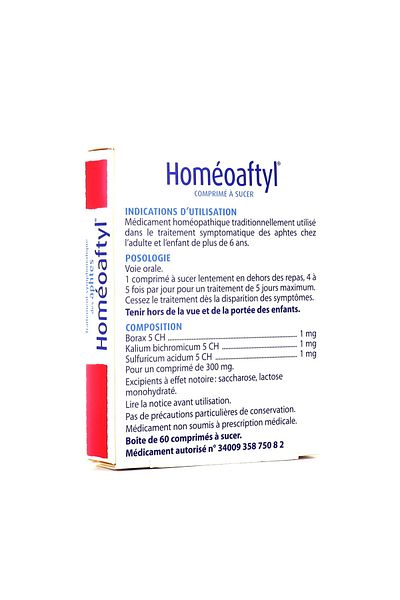 Boiron Homeopathic Medicine, Boiron, Homeoaftyl, Against Cold Sores, 60 tablets