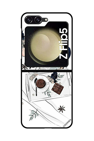 Covernex غطاء حماية لهاتف سامسونج جالاكسي زد فليب 5 - فن القهوة والشوكولاتة