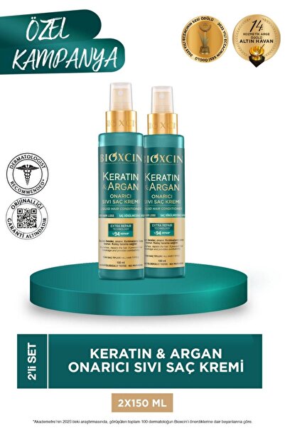 Bioxcin Keratin & Argan Repair Liquid Hair Care Cream 150 ml - Advantage Pack of 2