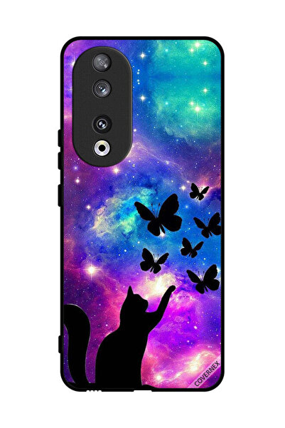 Covernex غطاء حماية لهاتف Honor 90 بطبعة قطة وفراشات