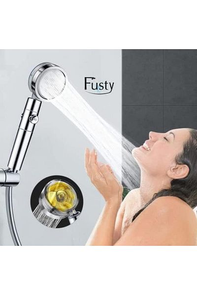 Mena Rise Şirinshop Turbo Propeller 360 Degree Rotating Start Stop Button Shower Head - Massage Effect Yüks