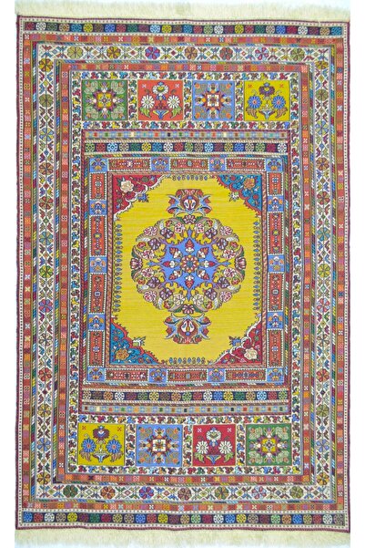 Handmade El Dokuma Sarı Renk İran Sumak Kilim 100x150 cm (1.5 m²)