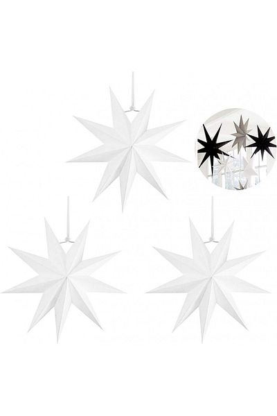 SUNSHINE Set of 3 Sunshine Christmas stars, white, paper, 30 x 30 cm