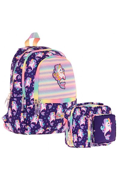 KAUKKO Set ghiozdan și cutie de prânz termoizolantă pentru fete (L5228+L7228) Unicorn din cauciuc - violet