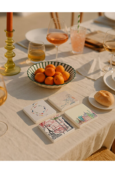 arslart منصات أكواب من الحجر الطبيعي بطابع مدن العالم، خاصة لعشاق السفر، ديكو...