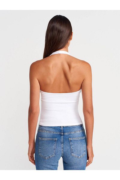 Coral Halter Neck Blouse White