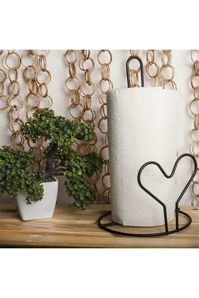 Mena Rise Black Metal Paper Towel Holder with Heart Blss 1111573