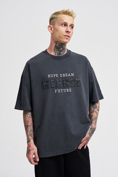 Machinist Men's Hope Dream Printed Oversize Asphalt T-Shirt
