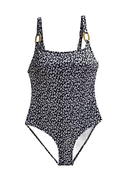 TooHot Women's Black Micro Patterned Accessory Detailed Gathering Swimsuit