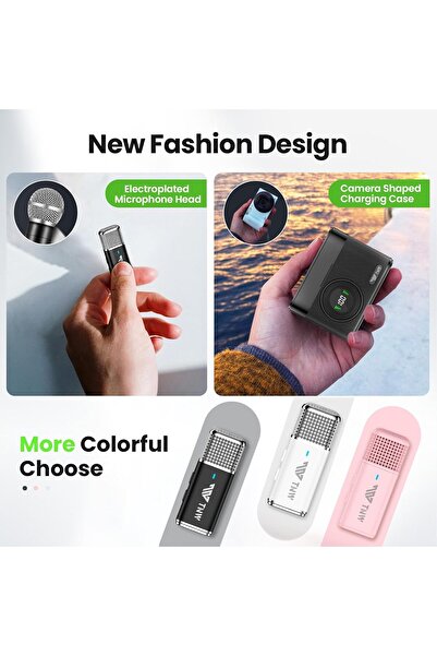 TNW A17 Wireless Lavalier Microphone – Dual Lapel Mic for iPhone & Android (Black)