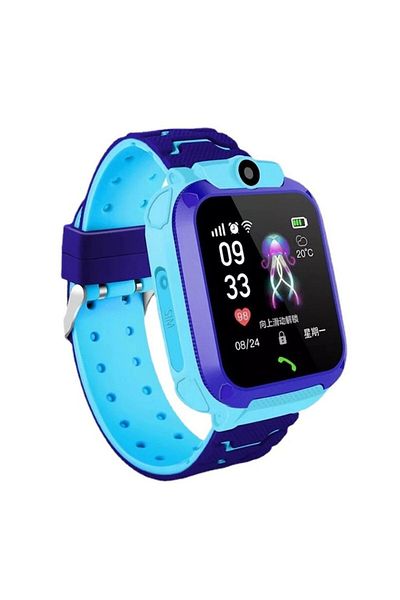 etlephe Ceas inteligent GPS pentru copii Q12, spion de monitorizare, albastru