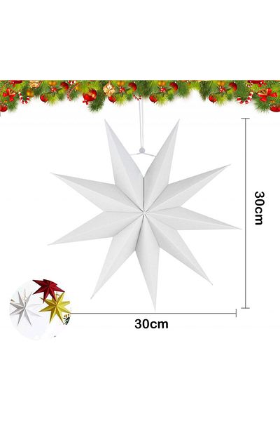 SUNSHINE Set of 3 Sunshine Christmas stars, white, paper, 30 x 30 cm