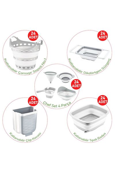 Mena Rise Şirinshop Qlux Folding Household Products Set L-00803-00852-00869-00963-00802 5 Variations X 24 Er a