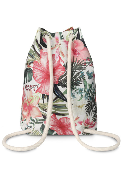 zagatto Γυναικείο σακίδιο πλάτης με κορδόνι, φλοράλ τύπωμα, πολύχρωμο, 30x34x13 cm, ελαφρύ, ZG669