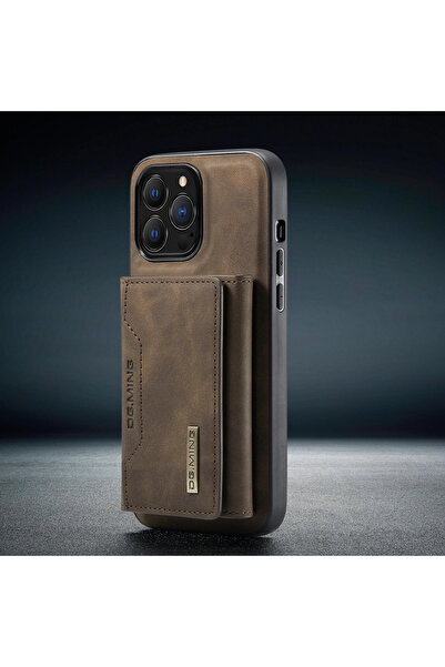 madamcase İPHONE 14 PRO KAHVERENGİ DERİ CÜZDANLI KARTLIKLI MAGSAFE TELEFON KI...