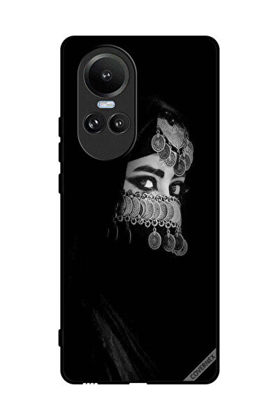 Covernex غطاء حماية لهاتف Oppo Reno10 Pro، فتاة ذات عيون جميلة ووجه مزين بالم...