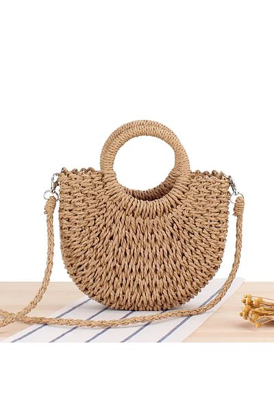 ELİŞİ MODA Handmade Paper Thread Knitted Unlined Daily Shoulder Bag with Strap.