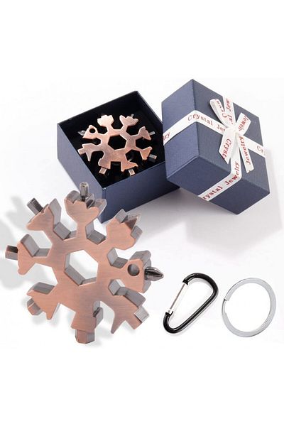 TUIBEIDAMAI 18 In 1 Diy Multifunctional Tool Set With Keychain, Stainless Steel, Copper, 6 Cm