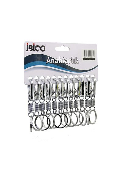 Mena Rise ŞirinShop سلسلة مفاتيح معدنية بجسم زنبركي فضي وحزام حلقة واحدة 1108107