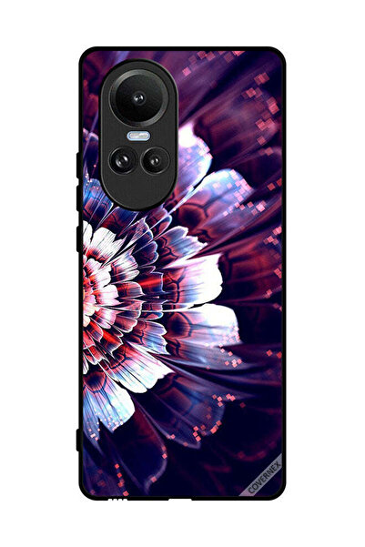 Covernex غطاء حماية لهاتف Oppo Reno10 Pro مع زهرة كبيرة منعكسة على الجانب الأيسر