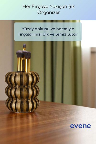 Evene Makeup Organizer Θήκη για πινέλο μακιγιάζ Organizer Organizer Χρυσό Αντίκα Χρώμα Μοντέλο 75