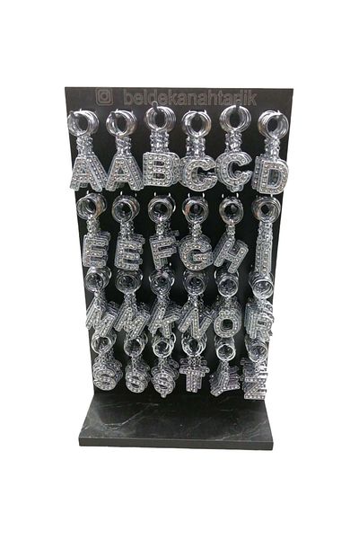 Mena Rise Diyar-Ifırsatshop Silver Stone Letter Keychain with Stand 1017157