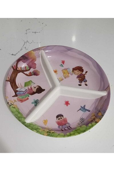 YANPA TİCARET Yanpa/Freya 3 Compartment Baby Dinner Plate.1. Grade Melamine Plate