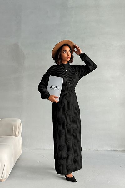 Nosia Rochie de damă din tricotaje lungi maxi cu model de inimă în relief