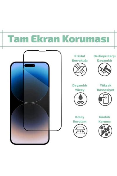 Mena Rise Diyar-ıFırsatShop me-likee واقي شاشة زجاجي 6D لهاتف iPhone 14 Plus - 13 Pro Max بتغطية كاملة