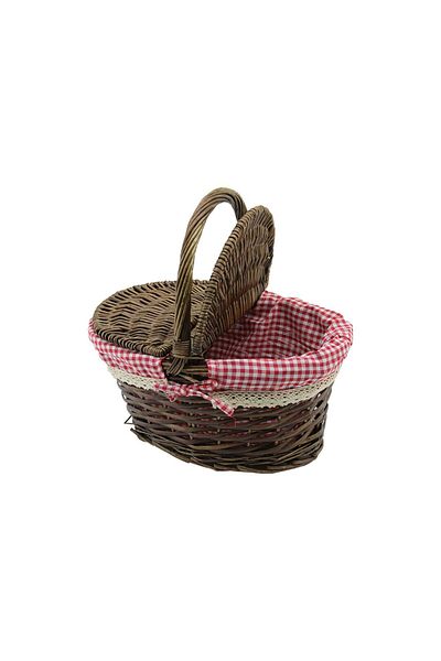 Mena Rise Diyar-Ifırsatshop Oval Wicker Picnic Basket Decorative Multi-Purpose Basket Cola Tak Handle Double K