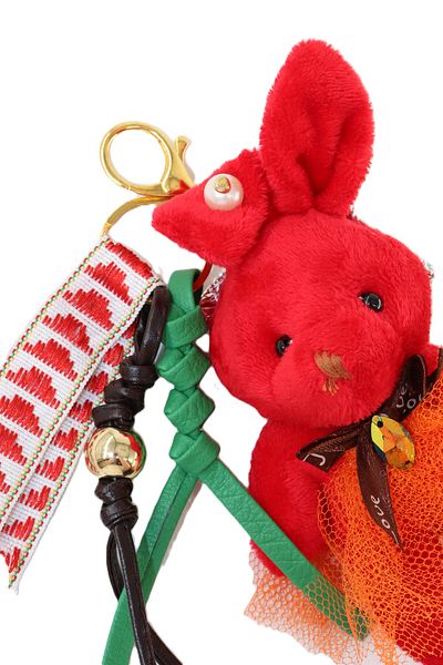 KEEBA Keychain Bag Charm. Mirror Ornament. Bag Accessory. Keychain Plush Rabbit Knitted Rope Bag Charm
