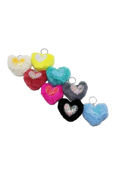 Mena Rise Diyar-Ifırsatshop Heart - Star Decorated Feather Pompon Keychain 1017157