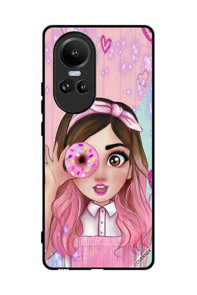 Covernex غطاء حماية لهاتف Oppo Reno10 - رسم فتاة محبة للدونات