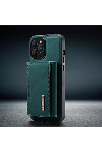madamcase İPHONE 16 PRO MAX YEŞİL DERİ CÜZDANLI KARTLIKLI MAGSAFE TELEFON KILIFI