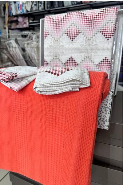Çeyiz Diyarı Dowry Land Honeycomb Double Cotton Pique Set Orange