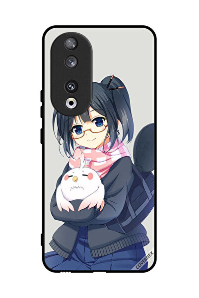 Covernex غطاء حماية لهاتف Honor 90، رسم فتاة تحمل حيوانًا أليفًا