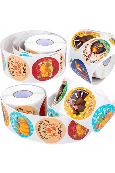 Qpout Roll of 600 Qpout self-adhesive labels, paper, multicolor, 5.08 cm