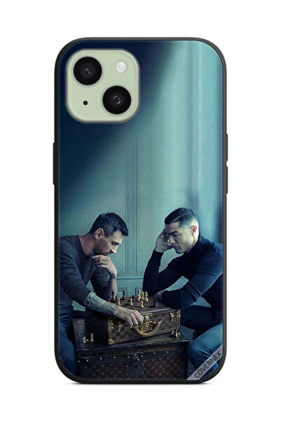 Covernex غطاء حماية لهاتف أبل آيفون 15 ميسي ضد رونالدو يلعبان الشطرنج