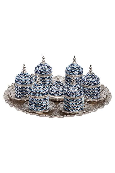 AiroBazar Six Stone Coffee Set with Evil Eye White