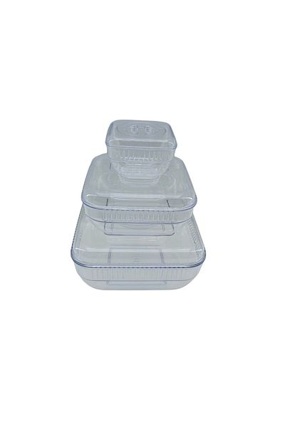 Mena Rise Şirinshop 3Pcs Set Square - 5250ml Storage Container Mica - Crystal Plastic 1108107