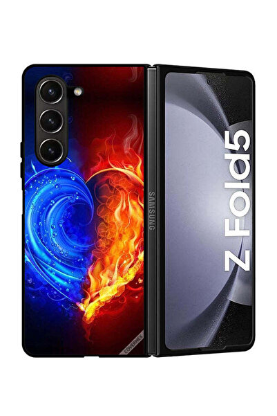 Covernex غطاء حماية لهاتف سامسونج جالاكسي زد فولد 5 بخلفية قلب النار والماء