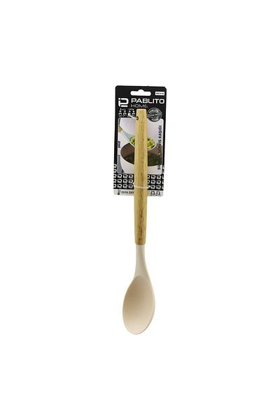 Mena Rise Şirinshop 31.5cm Silicone Serving Spoon Wooden Bamboo Handle Heat Resistant 1108107
