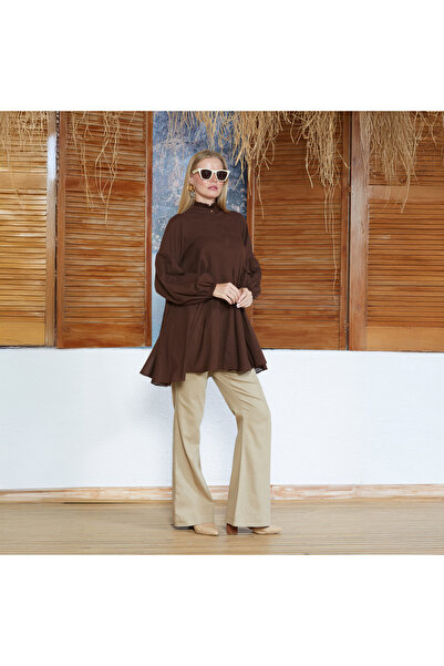 MİZZA COLLECTİON İSPANYOL PAÇA PANTOLON - ÖNDEN DİKİŞLİ - VİZON (%100 PAMUK)