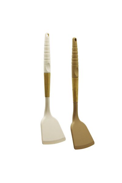 Mena Rise Diyar-Ifırsatshop Silicone Spatula Obsective Wooden Bamboo Handle - with Silicone Sheath 32cm 1017157